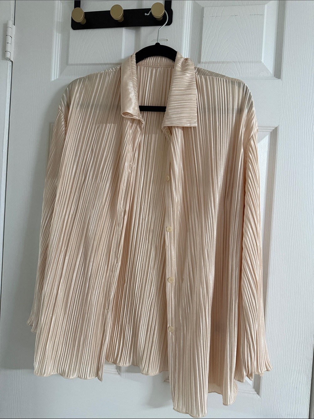 Pleated Long-Sleeve Shirt - Cream